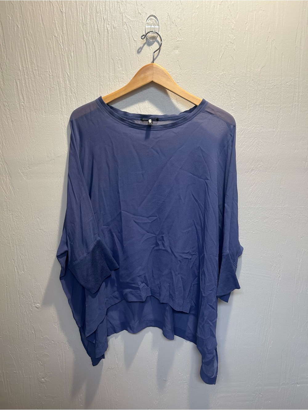 Eileen Fisher 100% Silk Box Top Blouse Sheer Overlay Layer Light Flowy Dolman